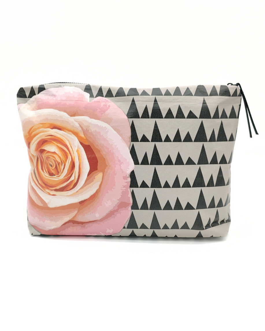 Tyvek Pouch - Sawtooth Taupe/Black/Pink Floral