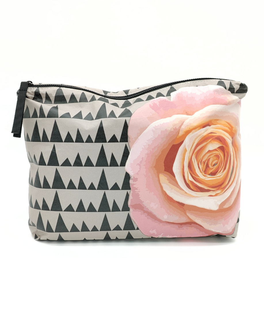 Tyvek Pouch - Sawtooth Taupe/Black/Pink Floral