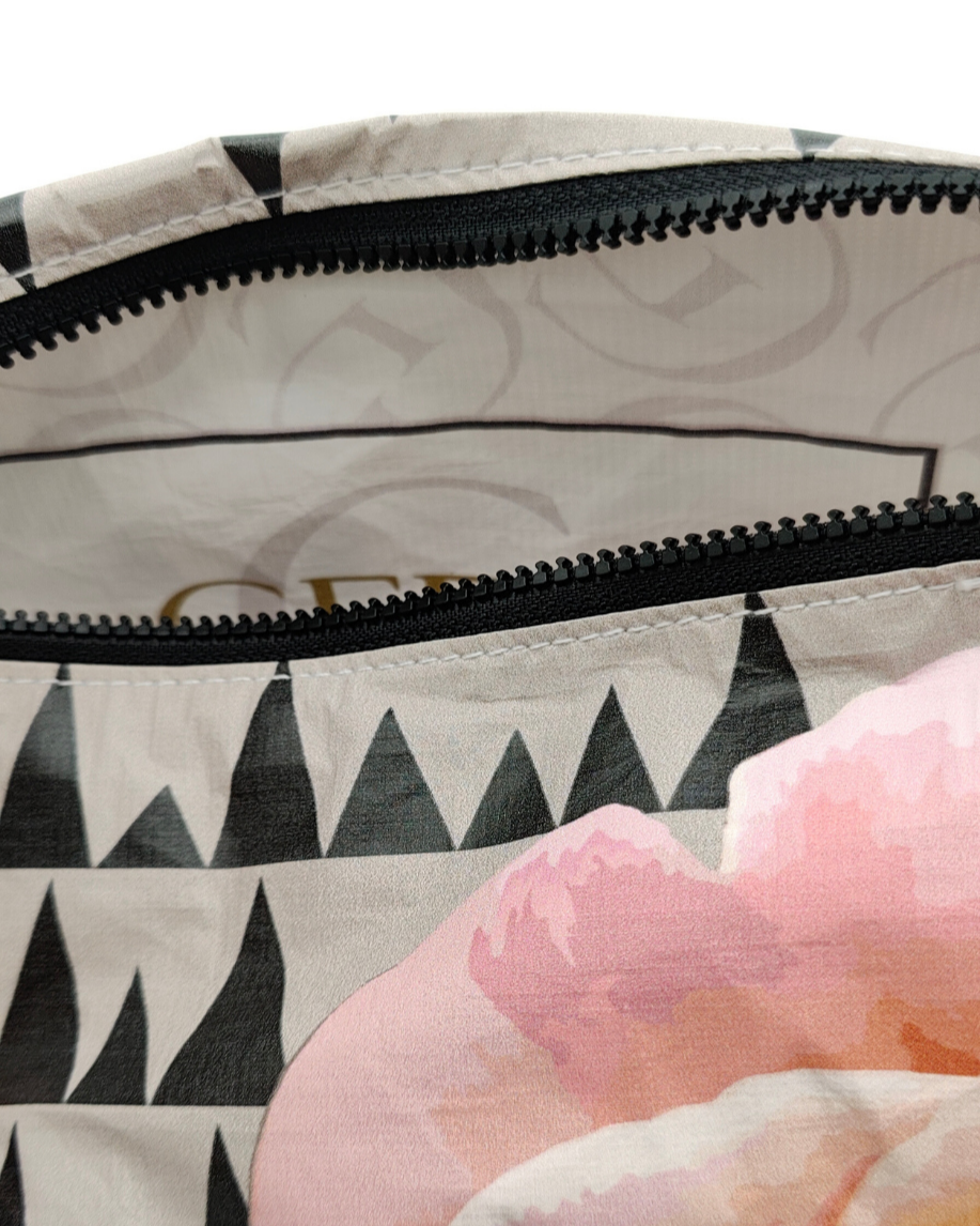 Tyvek Pouch - Sawtooth Taupe/Black/Pink Floral