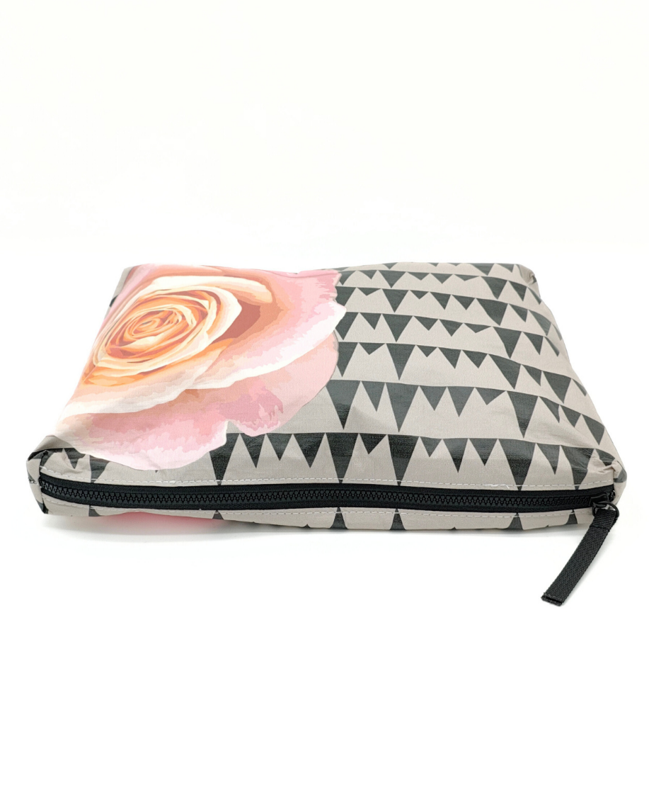 Tyvek Pouch - Sawtooth Taupe/Black/Pink Floral