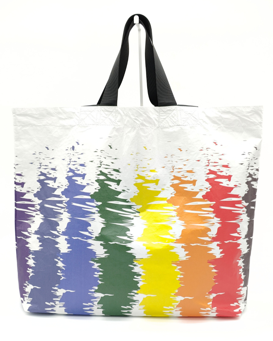 Tyvek Tote Bag - Rainbow Scribble Stripe