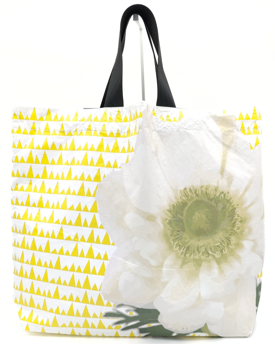 Tyvek Tote Bag - Sawtooth Yellow/White Floral