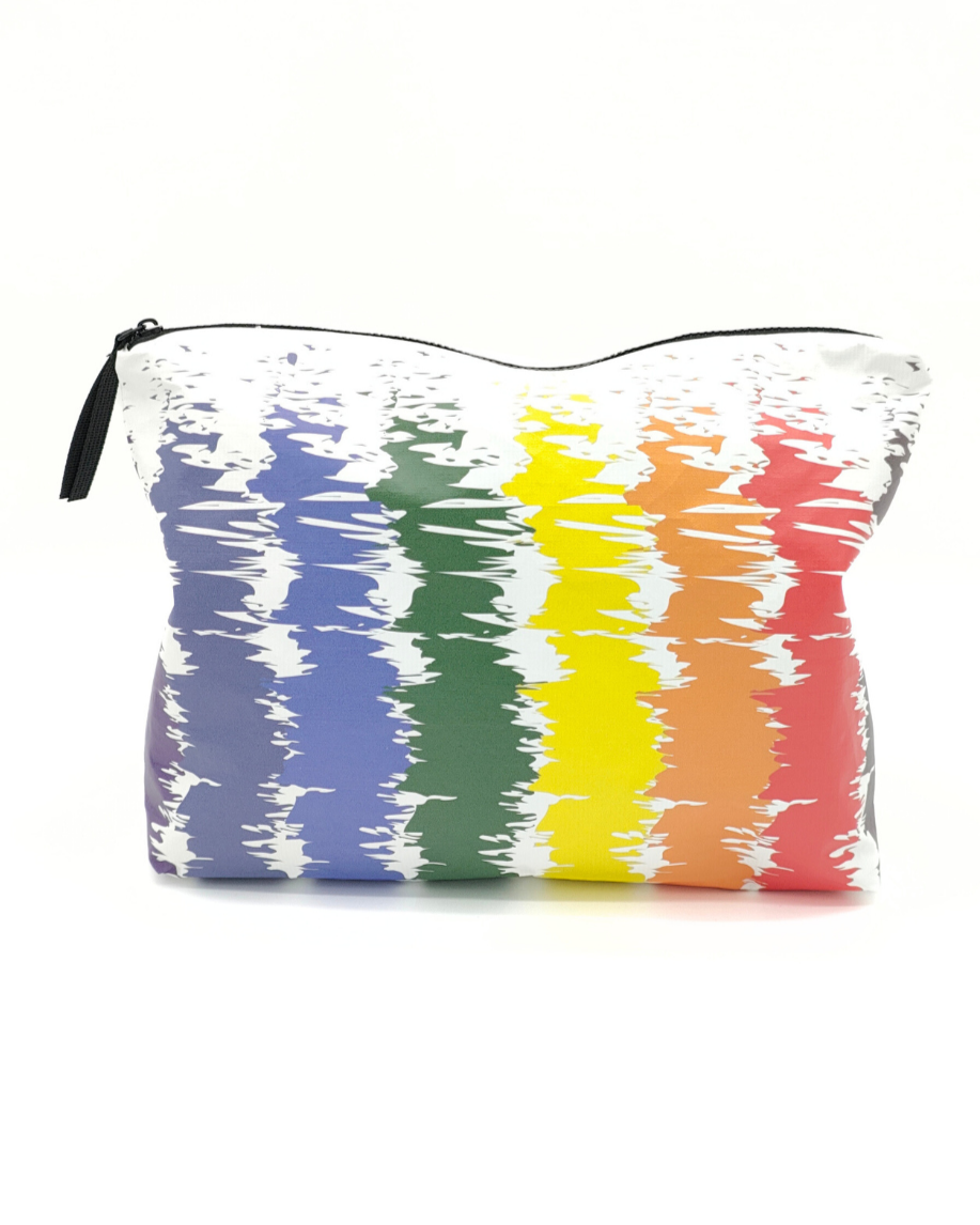Tyvek Pouch - Rainbow Scribble Stripe
