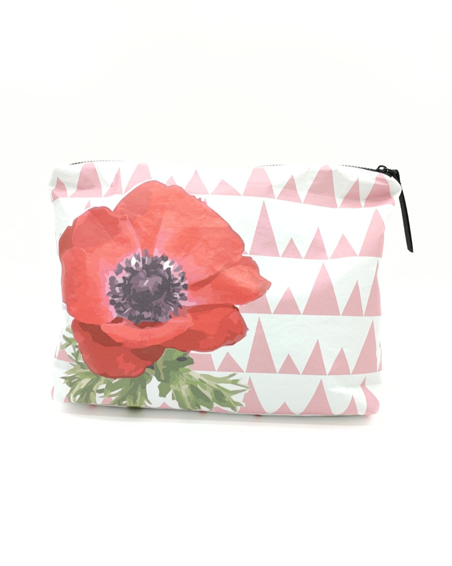 Tyvek Pouch - Sawtooth Pink/Red Floral