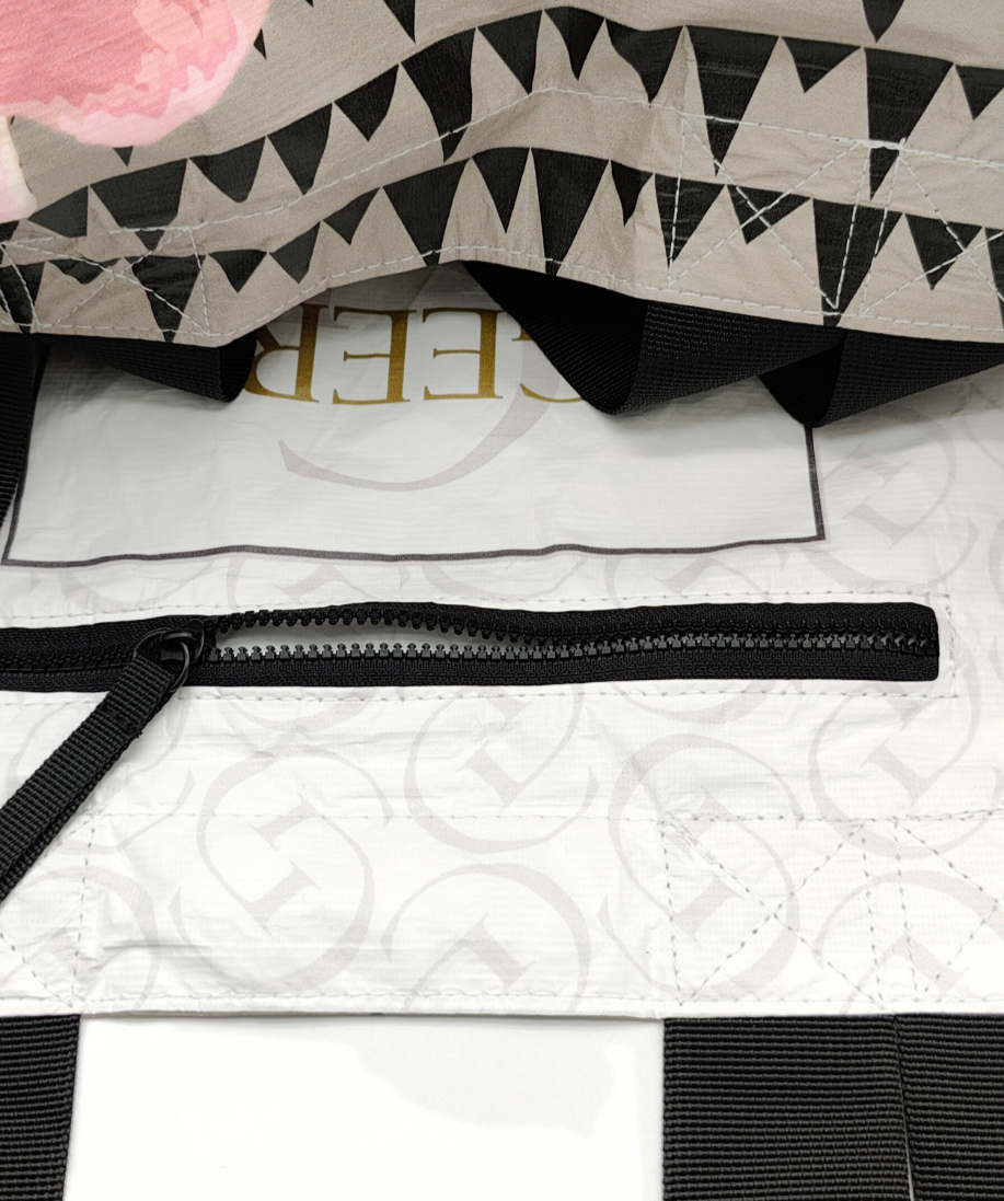 Tyvek Tote Bag - Sawtooth Taupe/Black/Pink Floral