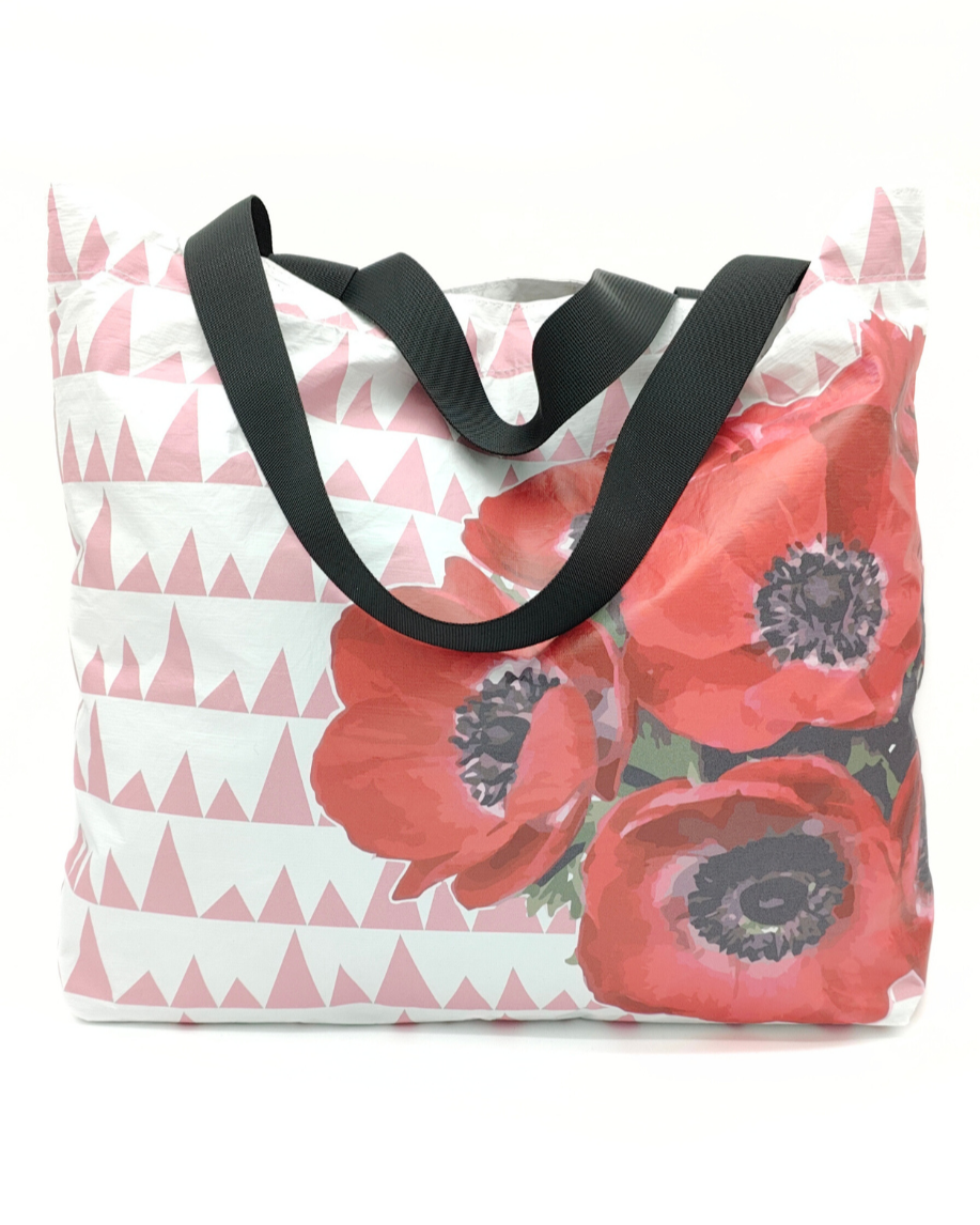 Tyvek Tote Bag - Sawtooth Pink/Red Floral