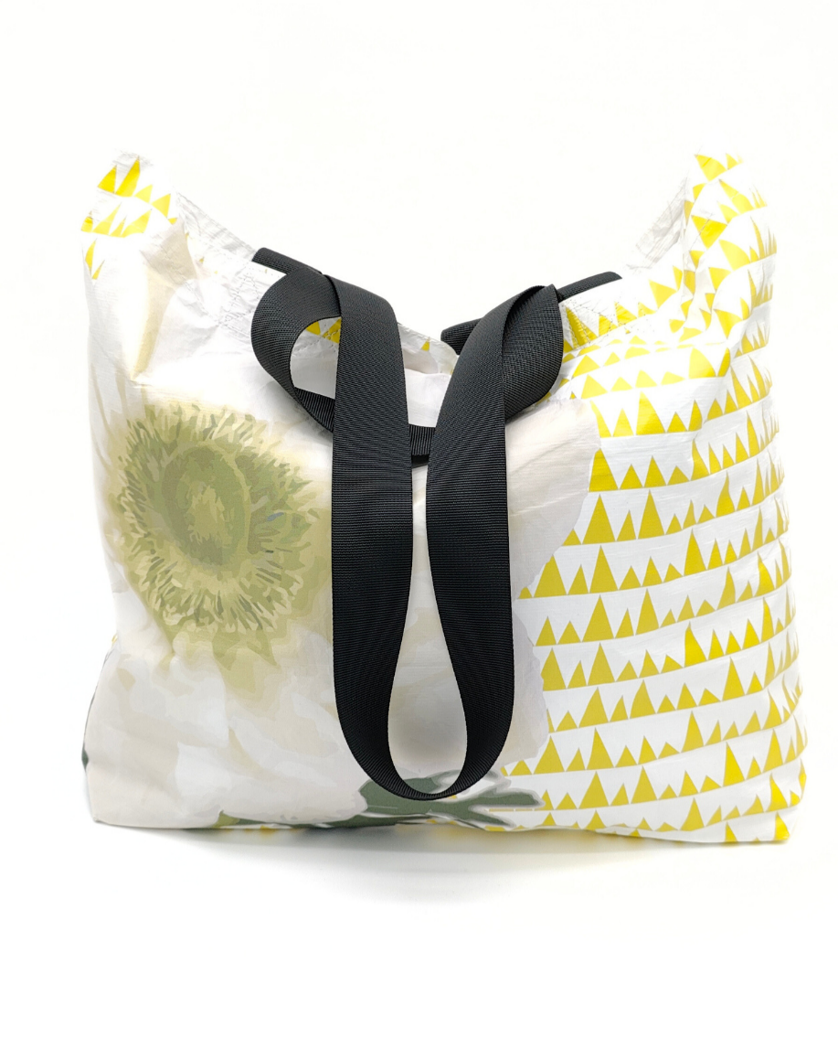 Tyvek Tote Bag - Sawtooth Yellow/White Floral